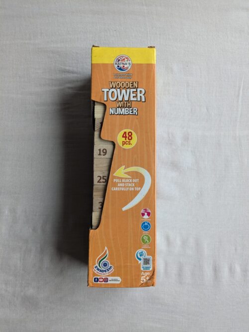 Wooden Tumbling Tower Game Jenga / Zenga. Puzzle Game for Adults and Kids- 48 Pieces