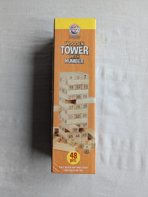 Wooden Tumbling Tower Game Jenga / Zenga. Puzzle Game for Adults and Kids- 48 Pieces