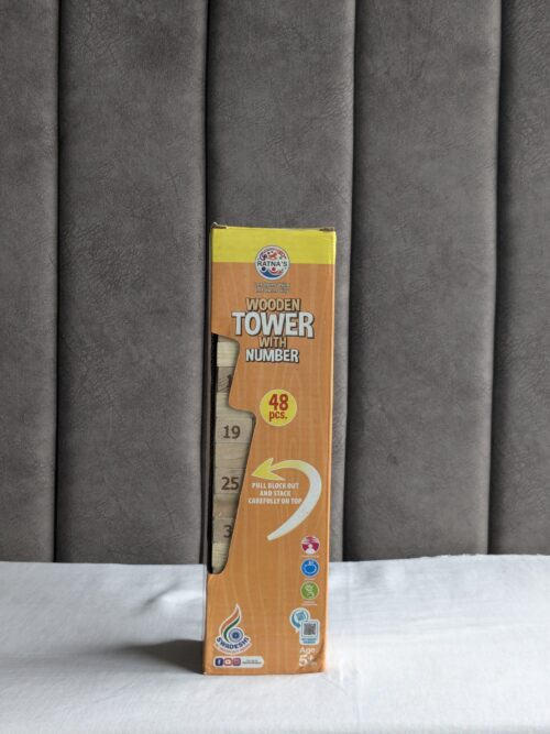 Wooden Tumbling Tower Game Jenga / Zenga. Puzzle Game for Adults and Kids- 48 Pieces
