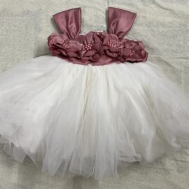 White dress with pink flowers