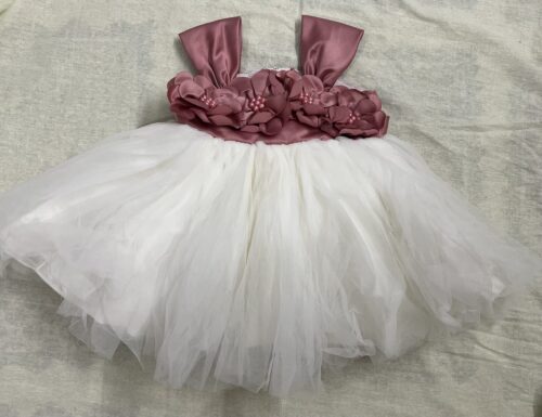White dress with pink flowers