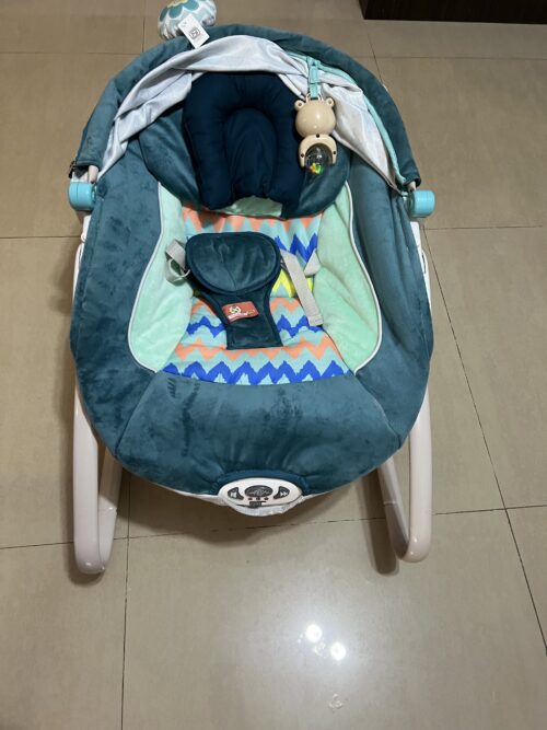 Colorful Baby Rocker Chair with Toy Bar – Chevron Design
