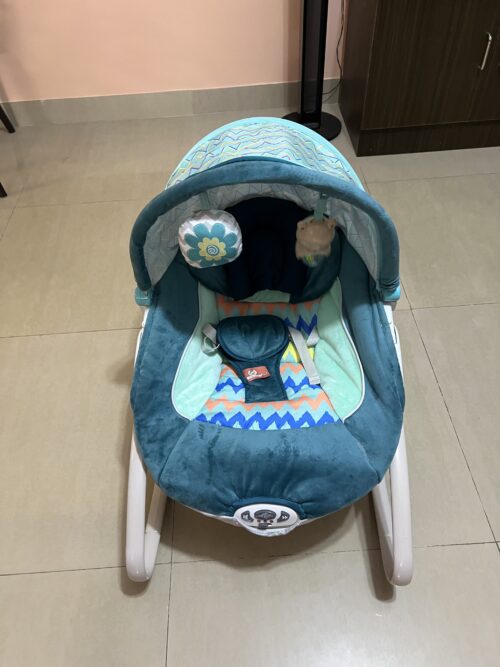 Colorful Baby Rocker Chair with Toy Bar – Chevron Design