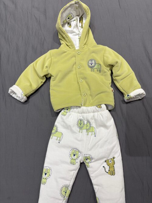 BUMZEE Green & White Boys Full Sleeves Polyfill Winter Wear Set