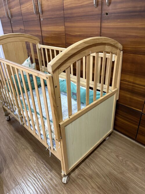 Pinewood Baby crib and Rocking swing