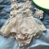 Lace romper first birthday cake smash