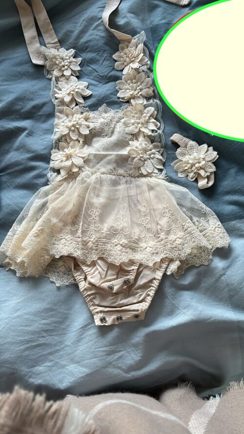 Lace romper first birthday cake smash