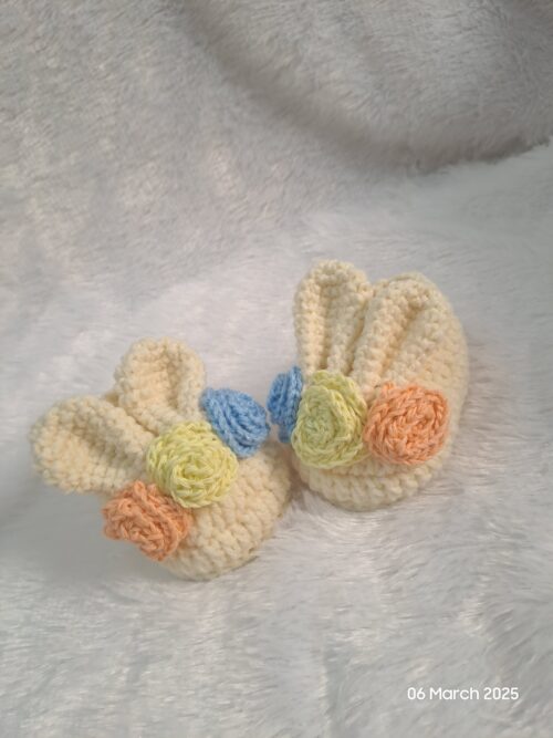 Crochet Handmade Bunny Ear Baby Shoes – Adorably Soft & Whimsical for Little Feet