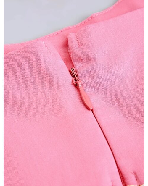 Hopscotch Girls Pink & White Sleeveless Printed Dress