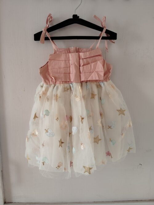 Hopscotch Girls Pink & White Sleeveless Printed Dress