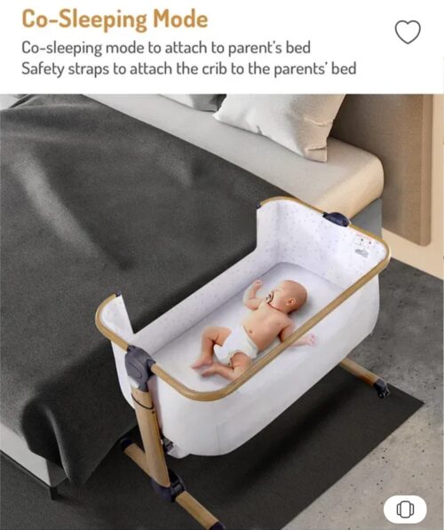 Bonfino Bedside Crib – Co-Sleeper with Adjustable Height, Mosquito Net & Premium Comfort