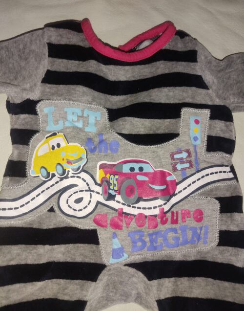 Disney Baby Romper – Blue & Grey | Soft Winter Wear (0–3 Months)