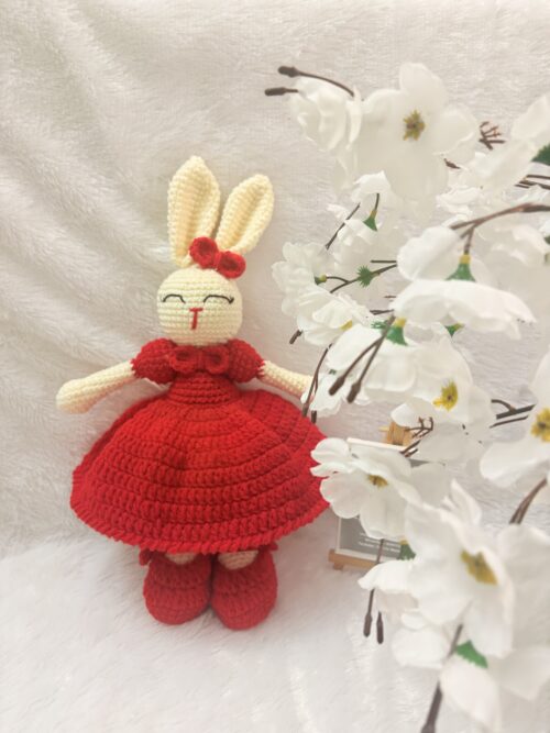 Crochet Handmade Bunny Soft Toy – With Frock & Shoes (10” | New)