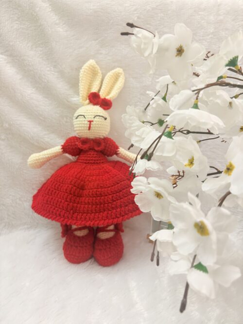 Crochet Handmade Bunny Soft Toy – With Frock & Shoes (10” | New)
