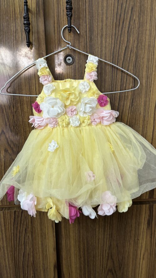 Sunshine Yellow Baby Frock | 3–6 Months | Gently Used