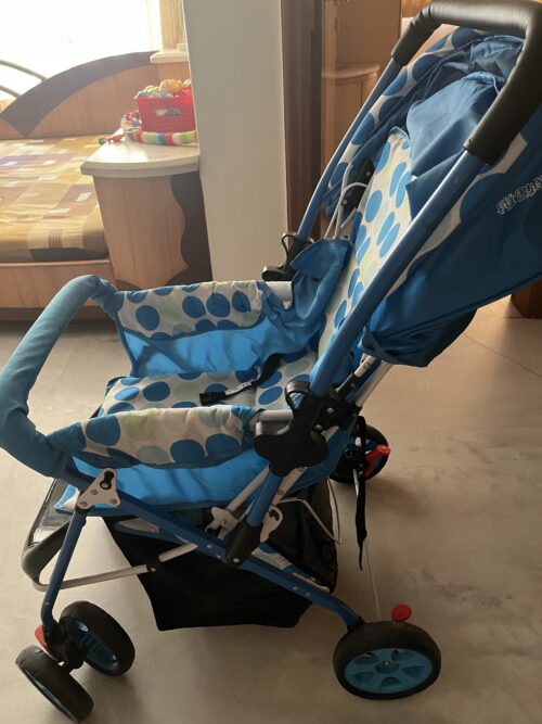 Imported Blue Baby Pram – Premium Comfort, Barely Used (Only 2 Hours)
