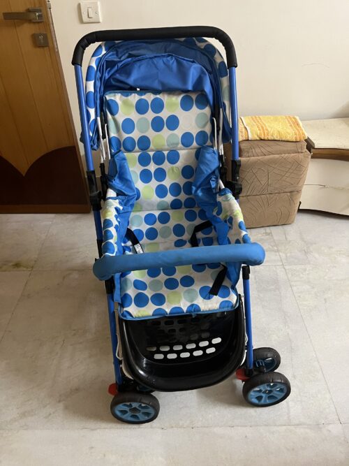 Imported Blue Baby Pram – Premium Comfort, Barely Used (Only 2 Hours)