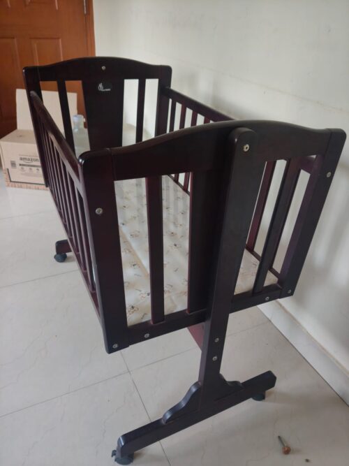R for Rabbit Dream Time Baby Wooden Cradle, Cot & Crib – 3-in-1 Sleep Solution for Newborns (Brown)