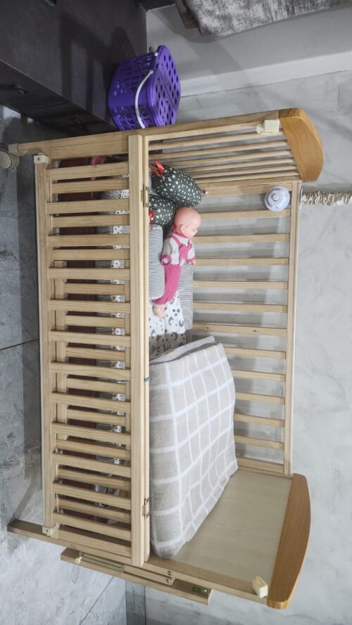 Babyhug Wooden Baby Cot with Storage & Mattress – Safe, Stylish & Built for Growing Babies!