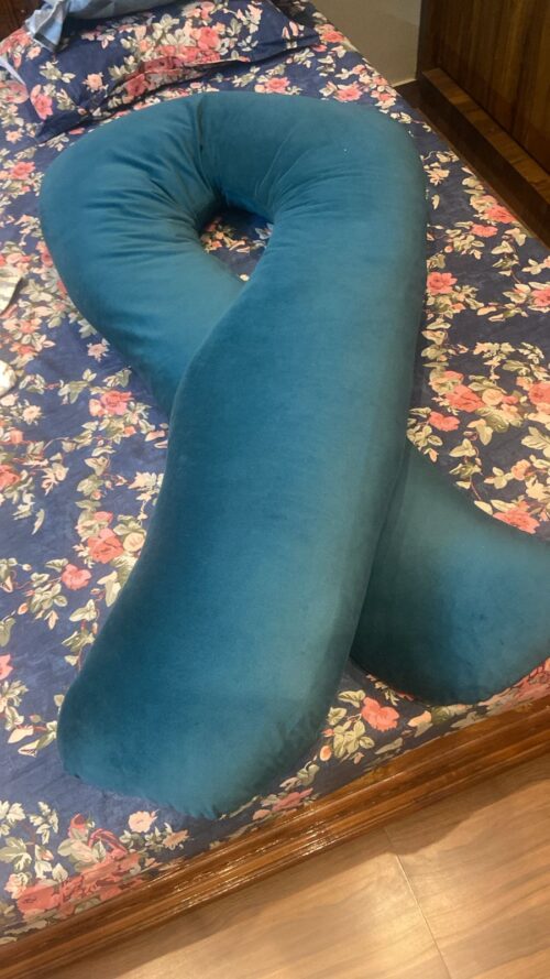 Wakefit U-Shape Pregnancy Pillow – Ergonomic Support with Washable Velvet Cover (Peacock Green)