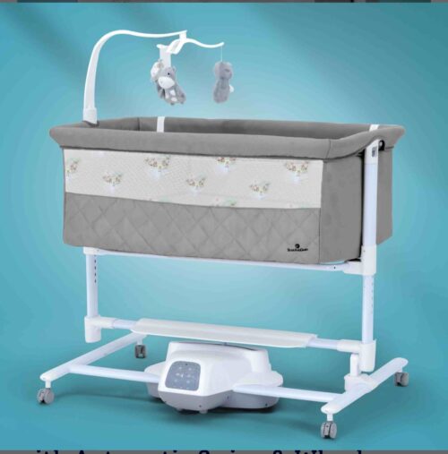 StarAndDaisy Dream Cradle with Automatic Swing, Wheels & Mosquito Net – 3 Months Used (Grey)