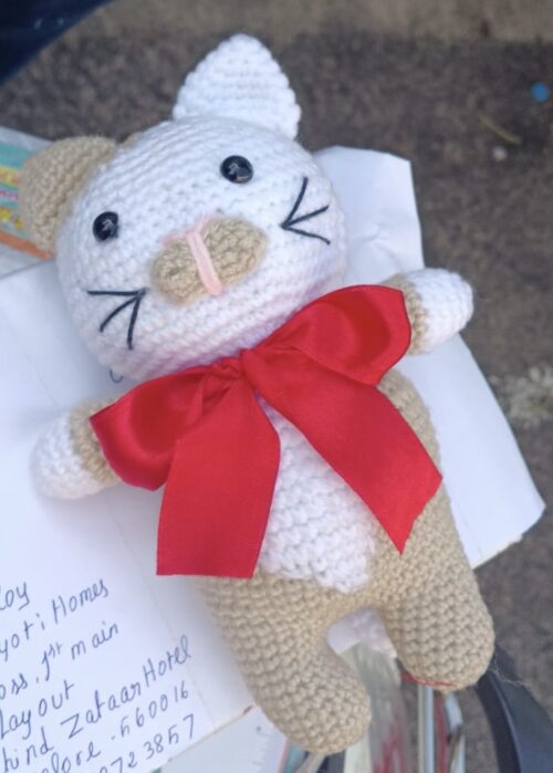 Crochet Handmade Cat Soft Toy – 7” Tall | New & Child-Safe