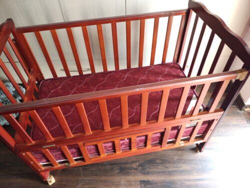 Babyhug Wooden Crib with Mattress | Gently Used | Almost New Condition
