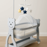 Mee Mee Sweet Love Automatic Baby Cradle with Bed Set | Gently Used for 4 Months | Grey | Remote Controlled