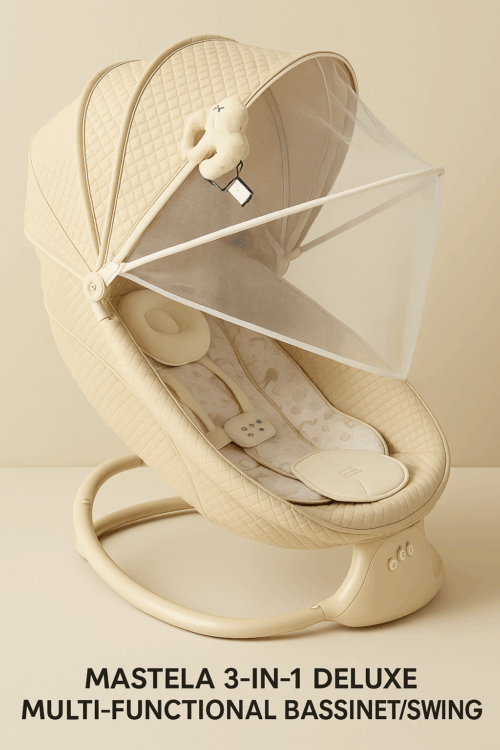 Mastela 3-in-1 Deluxe Bassinet & Swing – Soft Brown