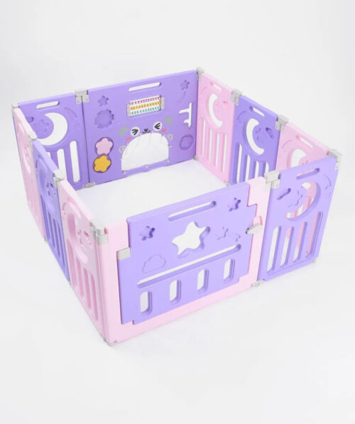 Safe & Stylish Baby Playpen – Pastel Pink & Purple Wonderland