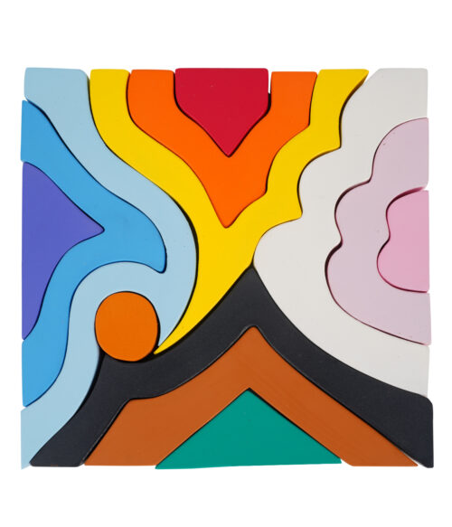 Creative Wooden Landscape Puzzle – Multicolour Art Blocks