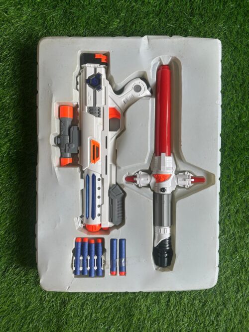 Space Warrior Blaster & Light Sword Combat Set – With Foam Darts