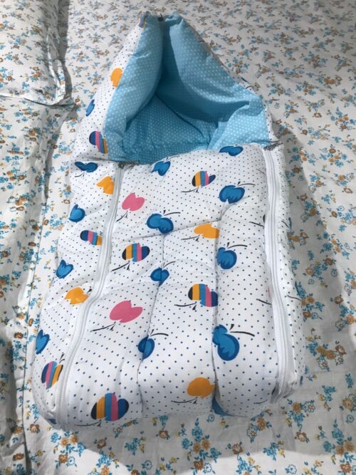 FirstCry Quilted Baby Sleeping Nest – “Bee & Hearts” Print