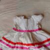 White Cotton Frock with Pink & Red Stripes