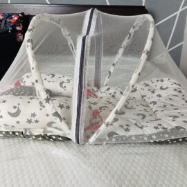 Baby Bedding Sleeping Bag with Mosquito Net | Carry Nest (0–6 Months, Grey, Cotton)
