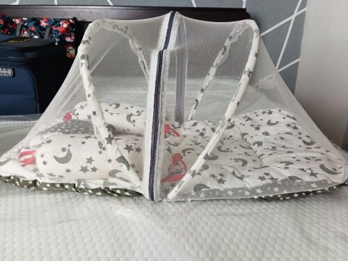 Baby Bedding Sleeping Bag with Mosquito Net | Carry Nest (0–6 Months, Grey, Cotton)