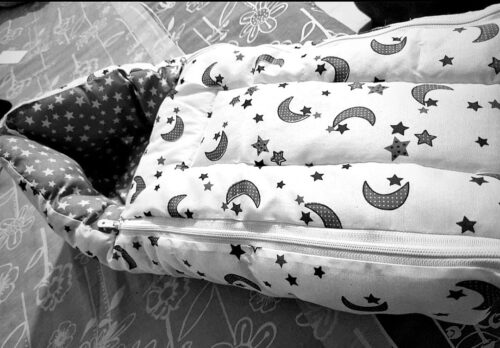 Pure Soft Cotton Baby Multi-Use Sleeping & Carry Bag (0–7 Months, Moon Grey)