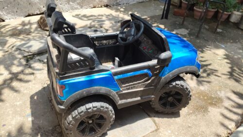 Kids Electric Ride-On Mercedes Style Car – Blue | With Headlights, Horn & More