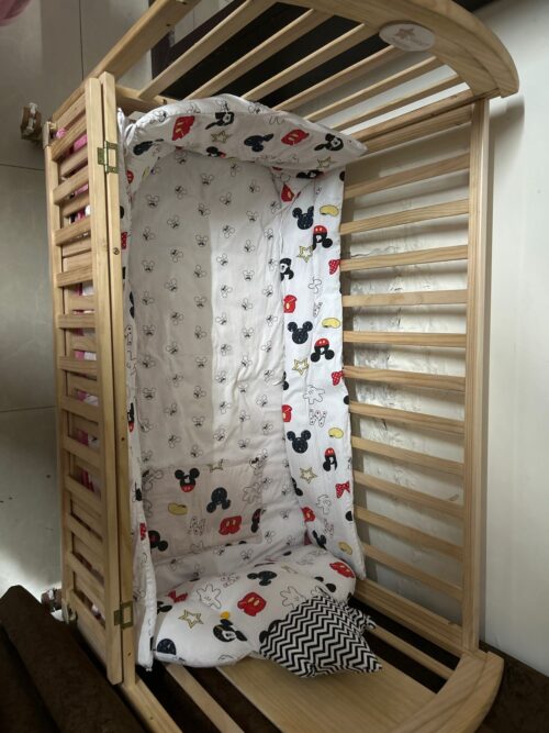 3-in-1 Multipurpose Wooden Baby Cot with Bedding (Purchased July 2023)