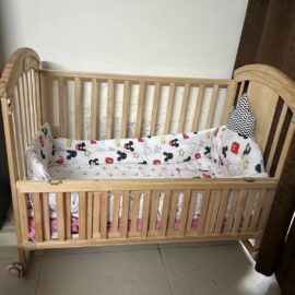 3-in-1 Multipurpose Wooden Baby Cot with Bedding (Purchased July 2023)