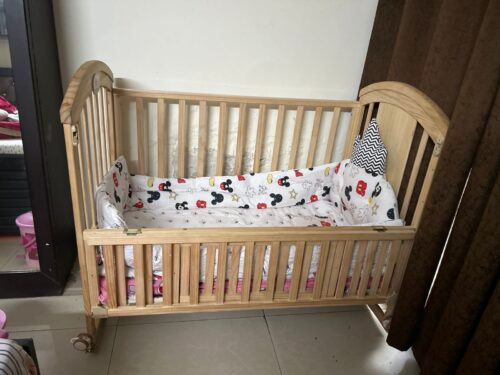 3-in-1 Multipurpose Wooden Baby Cot with Bedding (Purchased July 2023)