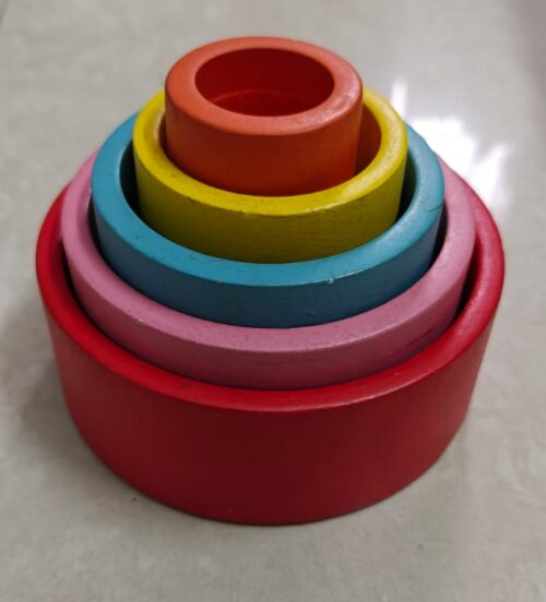 Aariro Montessori Wooden Nesting Bowls – Stack, Sort & Learn!