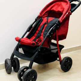Junior Foldable Baby Stroller with Premium Wheels – Red