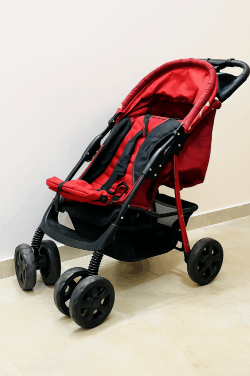 Junior Foldable Baby Stroller with Premium Wheels – Red