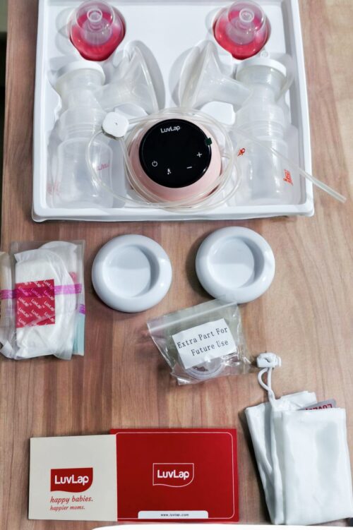 LuvLap Adore Double Electric Breast Pump, Dual Mode, Rechargeable, BPA Free