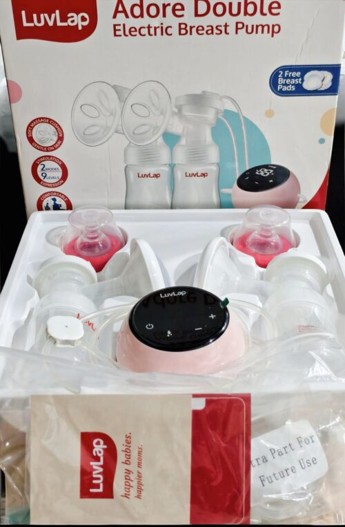 LuvLap Adore Double Electric Breast Pump, Dual Mode, Rechargeable, BPA Free